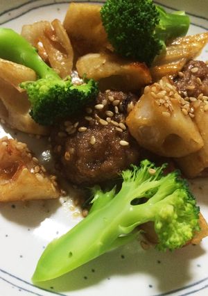 大豆のお肉と揚げレンコンのあずまに-レシピのメイン写真