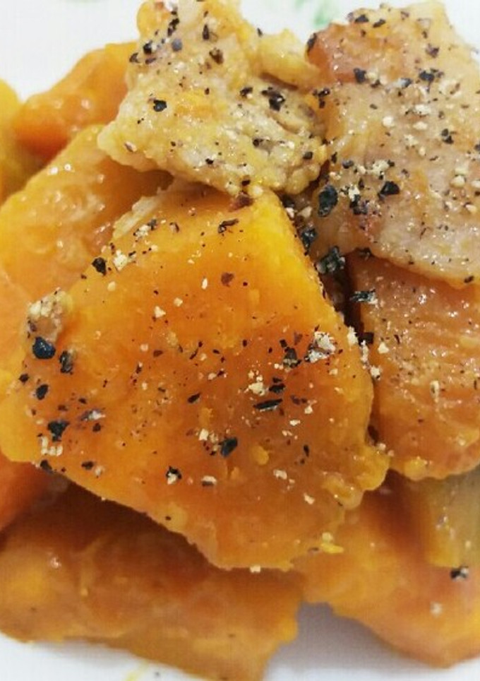 ほっこり甘辛❤かぼちゃと豚肉の炒め物♪-レシピのメイン写真
