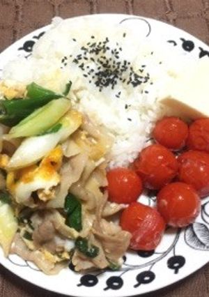 豚肉とニラの卵とじワンプレート-レシピのメイン写真
