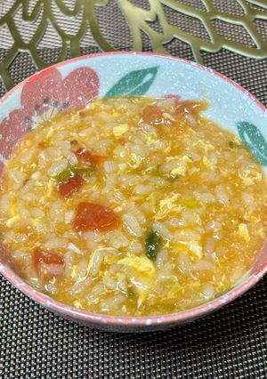 【酸味が美味しい】トマたま中華粥-レシピのメイン写真