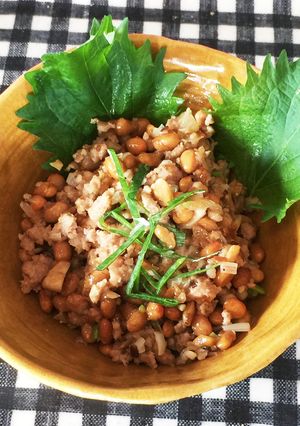 挽肉と炒めてボリューム納豆ご飯丼-レシピのメイン写真