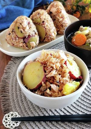 生姜香る☆鮭と薩摩芋の炊き込みご飯。-レシピのメイン写真