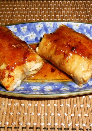 豆腐の肉巻きネギ生姜サンドぽん酢照り焼き-レシピのメイン写真
