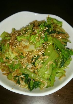 キャベツと小松菜の乾燥エビ和え物-レシピのメイン写真