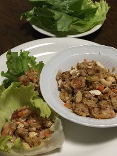 ひき肉炒めのレタスまき-レシピのメイン写真