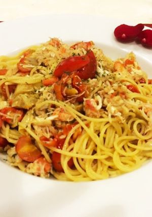 カニとトマトのパスタ-レシピのメイン写真
