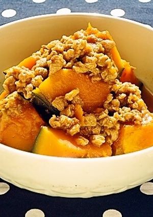 大豆のお肉でカレー風味かぼちゃのそぼろ煮-レシピのメイン写真