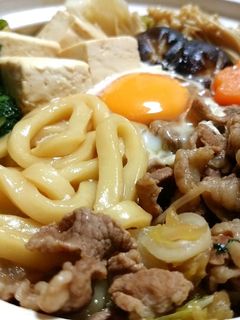 土鍋で簡単すき焼き風うどん-レシピのメイン写真