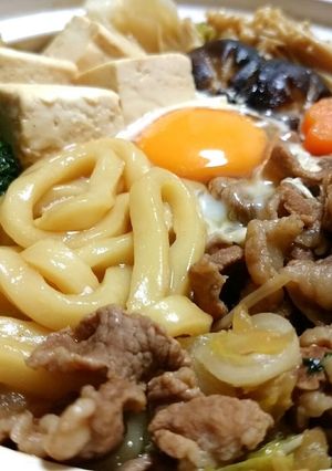 土鍋で簡単すき焼き風うどん-レシピのメイン写真