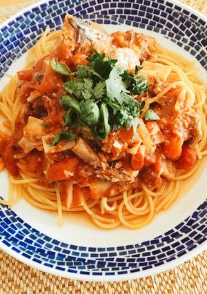 鯖のトマトパスタ-レシピのメイン写真