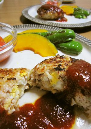 刻み卵で簡単！スコッチエッグ風ハンバーグ-レシピのメイン写真