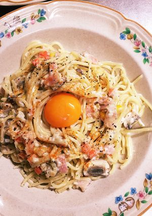 後乗せ卵のカルボナーラ-レシピのメイン写真