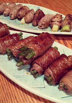 牛肉巻き2種☆塩ネギと甘辛いんげん-レシピのメイン写真