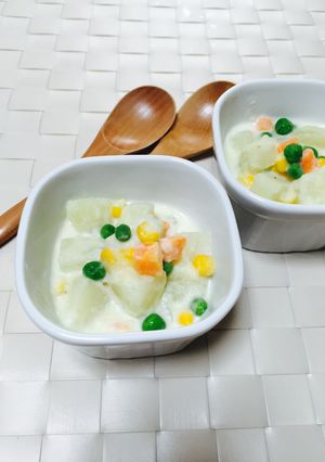 じゃが芋とミックスベジタブルのミルク煮。-レシピのメイン写真