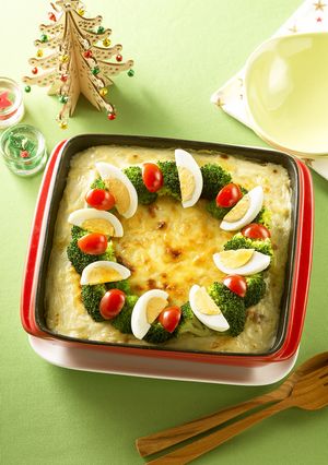 クリスマスリースのマカロニグラタン-レシピのメイン写真