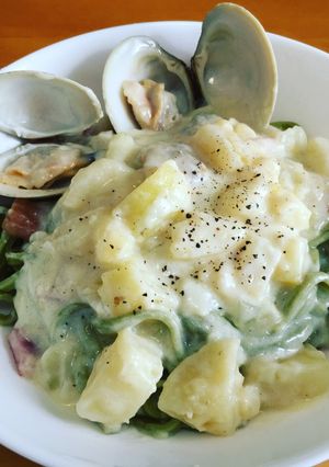 ホンビノス貝のクラムチャウダー茶うどん-レシピのメイン写真