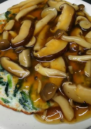 ほうれん草と納豆の卵白焼ききのこ餡かけ-レシピのメイン写真
