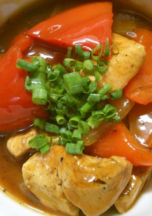 鶏むね肉とパプリカの玉ねぎの 甘酢餡掛け-レシピのメイン写真