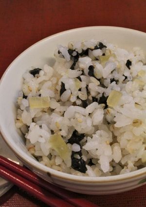 １人分♪奈良漬粉チーズ焼きのり混ぜご飯-レシピのメイン写真