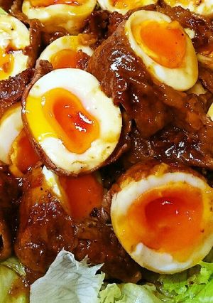 黄身がとろーり♥牛の肉巻き卵♪ご飯が進む-レシピのメイン写真