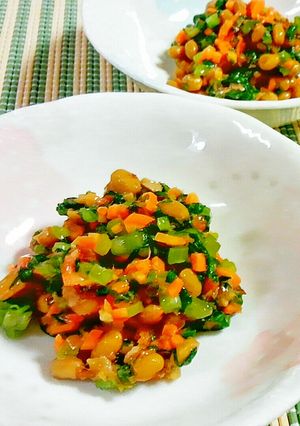 簡単☆大根の葉と人参の納豆あえ♪-レシピのメイン写真