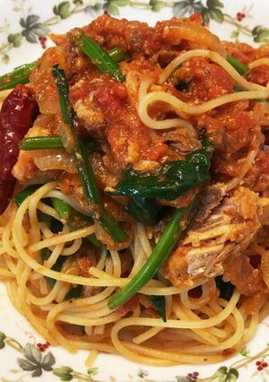 妊娠中に♡サバ缶のトマトパスタ-レシピのメイン写真