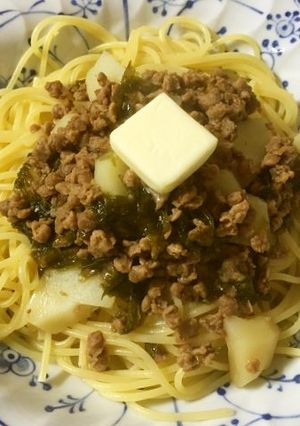 大豆のお肉とジャガイモのパスタ～♪-レシピのメイン写真