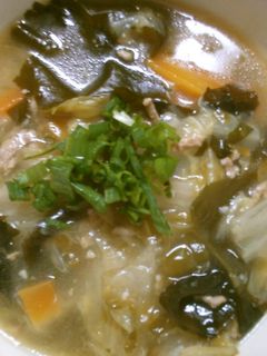 白菜とワカメ 挽き肉のとろみ中華スープ♪-レシピのメイン写真