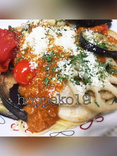 レトルトボロネーゼに一手間焼き野菜パスタ-レシピのメイン写真