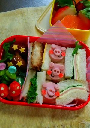簡単♪ブタさんのサンドイッチ弁当☆-レシピのメイン写真