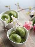 お豆腐で♪ふわふわ抹茶白玉