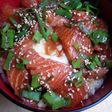 簡単☆ノルウェーサーモンの温玉漬け丼