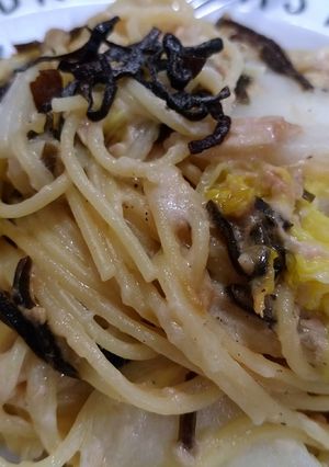 簡単！白菜とツナと塩昆布のクリームパスタ-レシピのメイン写真