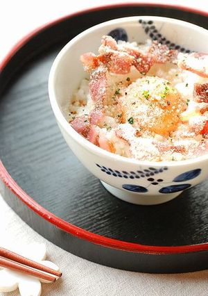 レンジで作る！カルボナーラ卵ご飯-レシピのメイン写真