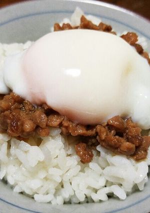 大豆のお肉で簡単そぼろの温玉のせ-レシピのメイン写真