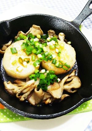 スキレットで長芋ステーキ♡舞茸添え♪-レシピのメイン写真