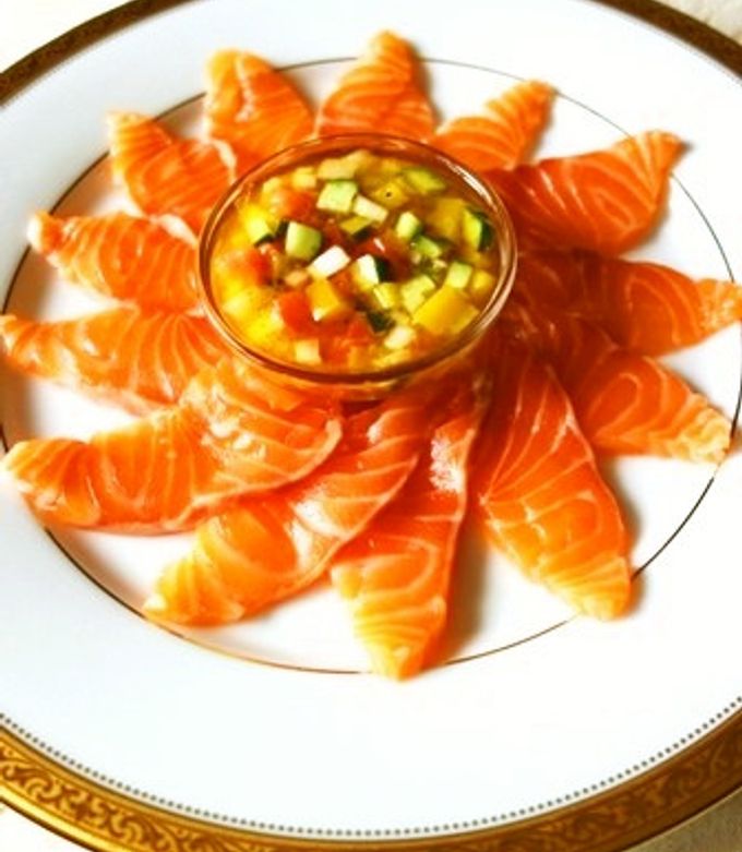 ノルウェーサーモンのカラフルカルパッチョ by Y's 【クックパッド