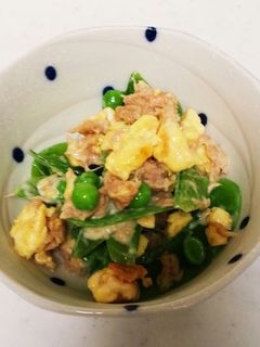 スナップえんどうとタマゴのツナマヨ炒め-レシピのメイン写真