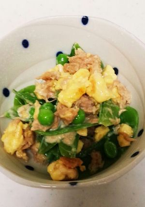 スナップえんどうとタマゴのツナマヨ炒め-レシピのメイン写真