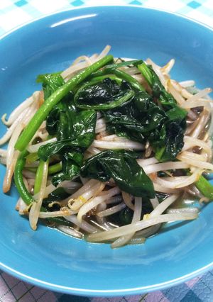 もやしと細ねぎとほうれん草の味噌だれ炒め-レシピのメイン写真