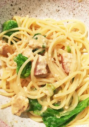 濃厚！レタスのゴマチーズクリームパスタ-レシピのメイン写真