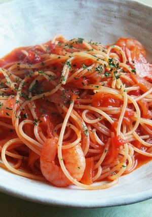 海老とベーコンのトマトソースパスタ-レシピのメイン写真