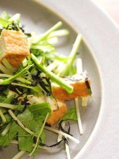 水菜と厚揚げのわさび和えサラダ-レシピのメイン写真