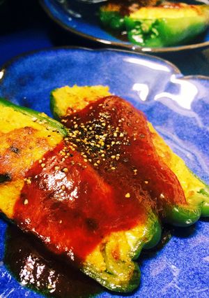 カボチャサラダの残りで♡ピーマン肉詰め♡-レシピのメイン写真