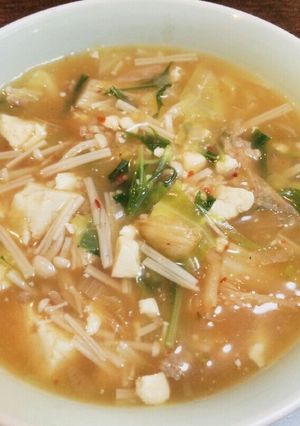 リメイク♪麻婆豆腐でキムチ野菜スープ-レシピのメイン写真