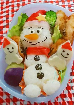 クリスマスに オラフ サンタ キャラ弁-レシピのメイン写真