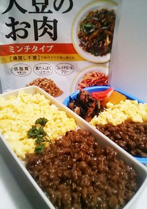 大豆のお肉ミンチタイプde挽き肉丼弁当☆-レシピのメイン写真