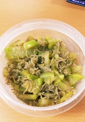 ブロッコリーの茎とじゃこ和え-レシピのメイン写真