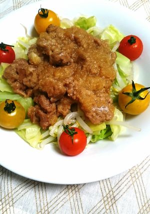 大豆のお肉の甘辛生姜煮☆温野菜添え-レシピのメイン写真