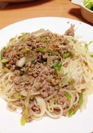おねぎと豚挽きの塩ガーリックパスタ♡-レシピのメイン写真